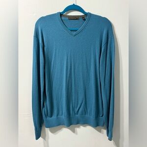 Greyson Golf Sweater Cheyenne V-Neck XL Orca Blue‎ Nylon Wool Blend Men’s Size L